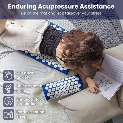 Blue Massage Acupressure Mat Yoga Sit Lying Mats Pain Stress Soreness Relax AU NEW.