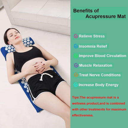 Blue Massage Acupressure Mat Yoga Sit Lying Mats Pain Stress Soreness Relax AU NEW.