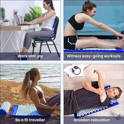 Blue Massage Acupressure Mat Yoga Sit Lying Mats Pain Stress Soreness Relax AU NEW.