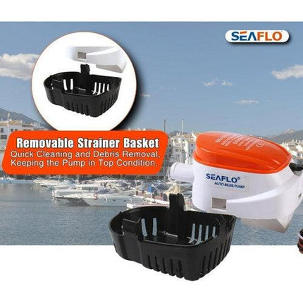 SEAFLO 12V 1100GPH Automatic Bilge Pump Marine Boat Auto Submersible Pump.