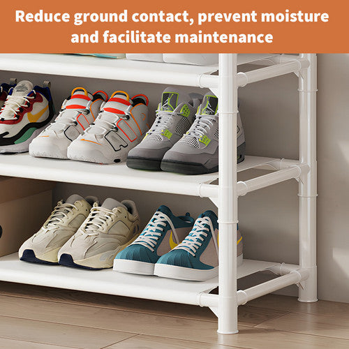 Shoe Rack Storage Cabinet Coat Hat Stand Metal Shelves 12 Pairs White 60CM.