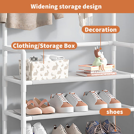 Shoe Rack Storage Cabinet Coat Hat Stand Metal Shelves 12 Pairs White 60CM.