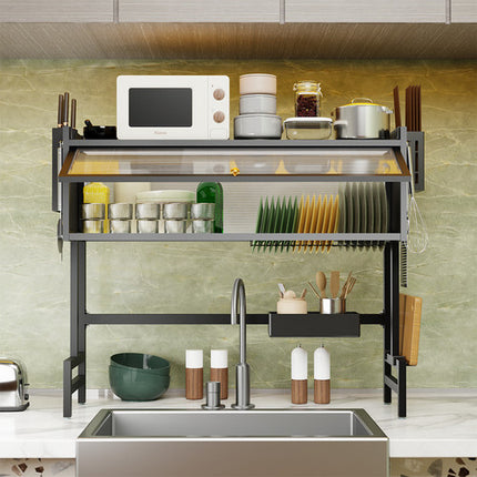 85CM Over The Sink Dish Drying Rack Carbon Steel Space Saving Above for Kitchen.