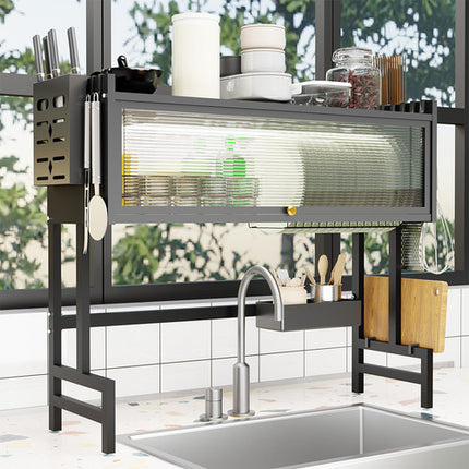 85CM Over The Sink Dish Drying Rack Carbon Steel Space Saving Above for Kitchen.