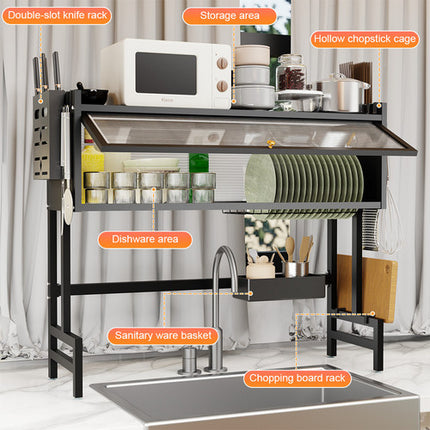 85CM Over The Sink Dish Drying Rack Carbon Steel Space Saving Above for Kitchen.