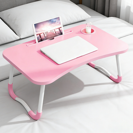 PINK Laptop Stand Table Foldable Desk Computer Study Bed Adjustable Cup Slot Tray.