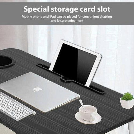 Black Laptop Stand Table Foldable Desk Computer Study Bed Adjustable Cup Slot Tray.
