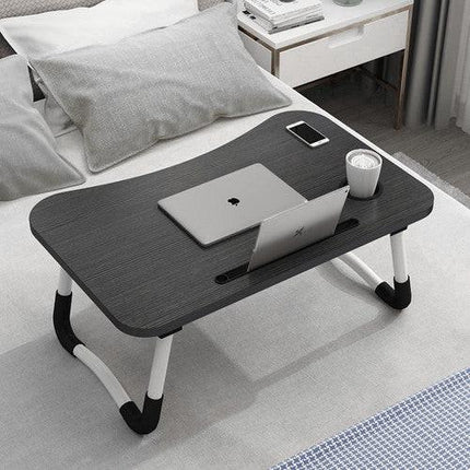 Black Laptop Stand Table Foldable Desk Computer Study Bed Adjustable Cup Slot Tray.
