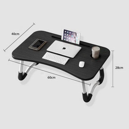 Black Laptop Stand Table Foldable Desk Computer Study Bed Adjustable Cup Slot Tray.