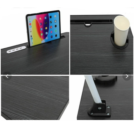 Black Laptop Stand Table Foldable Desk Computer Study Bed Adjustable Cup Slot Tray/linght and Fan.