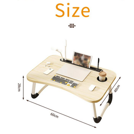 Wood Laptop Stand Table Foldable Desk Computer Study Bed Adjustable Cup Slot Tray/linght and Fan.