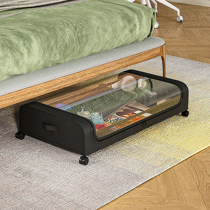 Black Square Under-Bed Storage Rack with Wheels Sturdy Easy to Move for Bedroom AU.