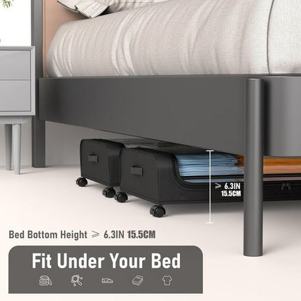 Black Square Under-Bed Storage Rack with Wheels Sturdy Easy to Move for Bedroom AU.