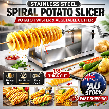 Vegetable Spiral Cutter Potato Twister Tornado Slicer Machine Stainless Steel.