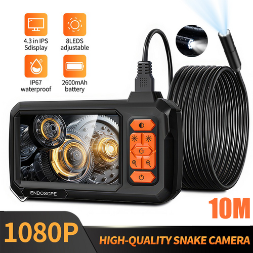 10M 8mm Lens Industrial Endoscope 1080P Digital Borescope Inspection Camera LED Lamp.