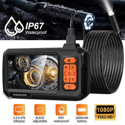 15M 8mm Lens Industrial Endoscope 1080P Digital Borescope Inspection Camera LED Lamp.