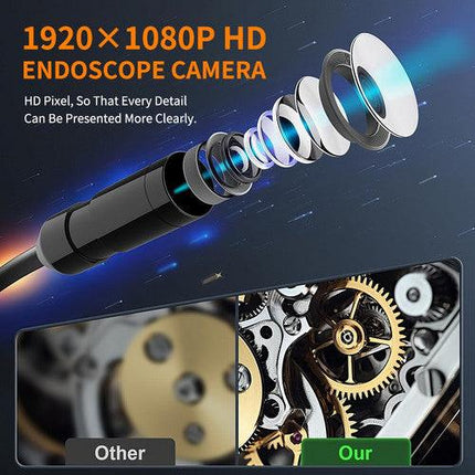 15M 8mm Lens Industrial Endoscope 1080P Digital Borescope Inspection Camera LED Lamp.