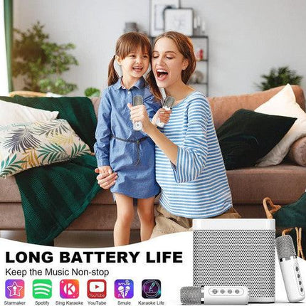 Sliver Karaoke Machine with 2 Wireless Microphones Bluetooth-Compatible 5.0 for Parties.