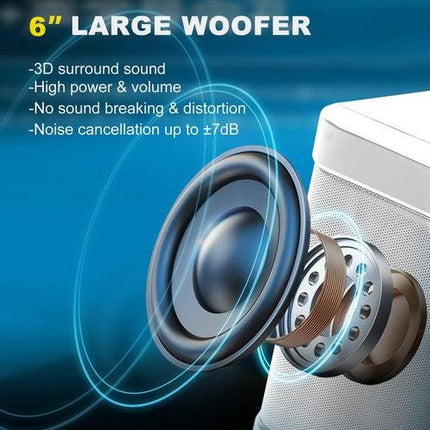 Sliver Karaoke Machine with 2 Wireless Microphones Bluetooth-Compatible 5.0 for Parties.