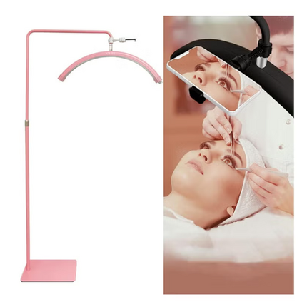 Pink Half Moon Floor Fill Lamp for Salon Tattoo Eyelash Makeup Beauty LED Lash Light.