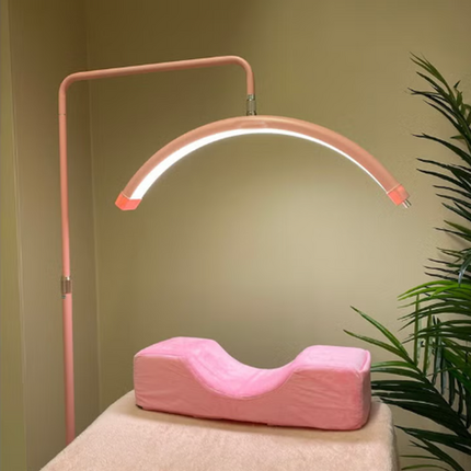 Pink Half Moon Floor Fill Lamp for Salon Tattoo Eyelash Makeup Beauty LED Lash Light.