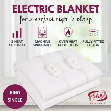 Fully Fitted Washable Non Woven Electric Blanket Heated Pad king single.