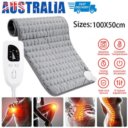 Electric Heat Pad Adjustable Heating Mat Warmer Blanket Back Pain Relief 100x50cm.