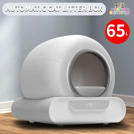 65L Remote Control Automatic Self Cleaning Cat Litter Box Smart App Easy-Clean.
