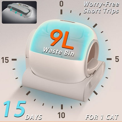 65L Remote Control Automatic Self Cleaning Cat Litter Box Smart App Easy-Clean.