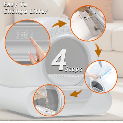 65L Remote Control Automatic Self Cleaning Cat Litter Box Smart App Easy-Clean.