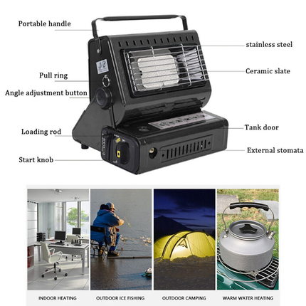 Portable Camping Gas Heater Outdoor Heating Stove Gas Baking Hunting Warmer AU black.
