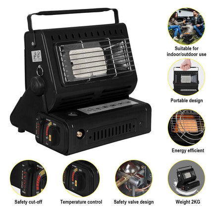Portable Camping Gas Heater Outdoor Heating Stove Gas Baking Hunting Warmer AU black.