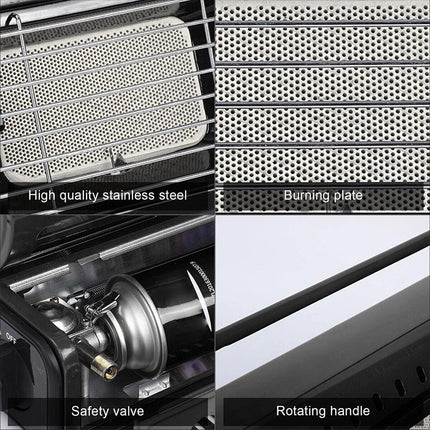 Portable Camping Gas Heater Outdoor Heating Stove Gas Baking Hunting Warmer AU black.