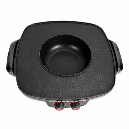 Electric 2 in 1 Hot Pot BBQ Oven Smokeless Barbecue Pan Grill Hotpot Machine.