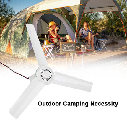 12V Ceiling Fan Portable Solar Power 3 Blade 0.7AMP Caravan Camping Outdoor.