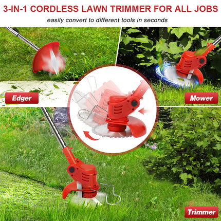 Whipper Snipper Mower Cordless Grass Trimmer Lawn Cutter Battery Brushcutter.
