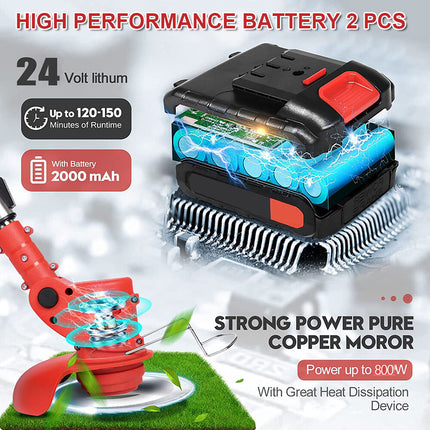 Whipper Snipper Mower Cordless Grass Trimmer Lawn Cutter Battery Brushcutter.