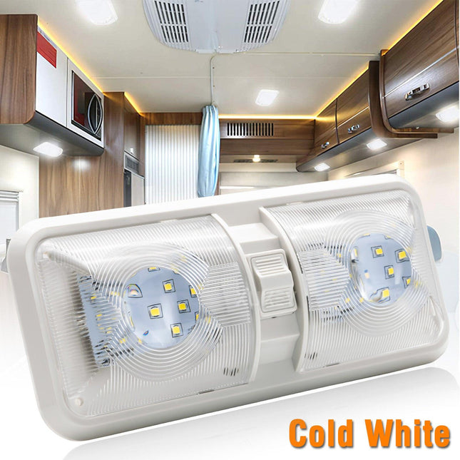 12V RV Interior LED Ceiling Light Boat Camper Caravan Trailer Double Dome Light.