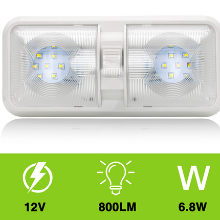 12V RV Interior LED Ceiling Light Boat Camper Caravan Trailer Double Dome Light.
