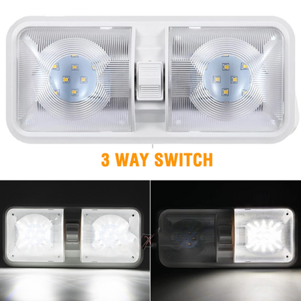 12V RV Interior LED Ceiling Light Boat Camper Caravan Trailer Double Dome Light.