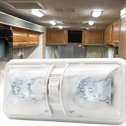 12V RV Interior LED Ceiling Light Boat Camper Caravan Trailer Double Dome Light.