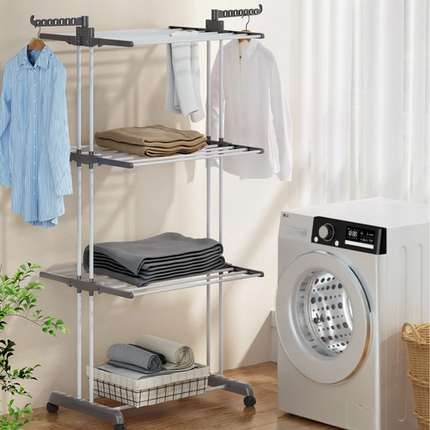 4 Tiers Clothes Airer Drying Rack Coat Garment Stand Hanger Laundry Foldable.