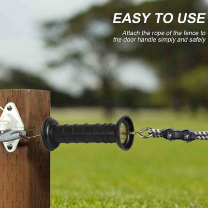 10x Electric Fence Gate Handle Compact Insulated Spring Handles with Hook Black.