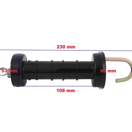 10x Electric Fence Gate Handle Compact Insulated Spring Handles with Hook Black.