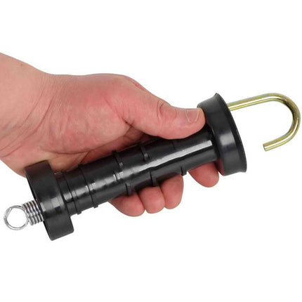 10x Electric Fence Gate Handle Compact Insulated Spring Handles with Hook Black.