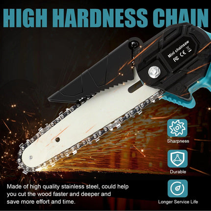 6" Mini Cordless Electric Chainsaw 2X Battery-Powered Wood Cutter Rechargeable.