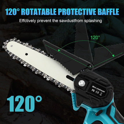 6" Mini Cordless Electric Chainsaw 2X Battery-Powered Wood Cutter Rechargeable.