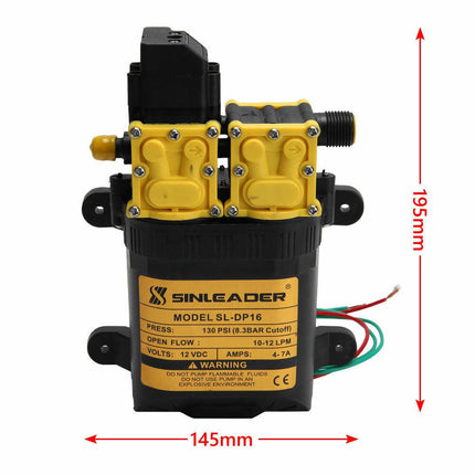 12LPM Caravan 12V Water Pump 130PSI High Pressure Self-Priming Camping Boat Farm.