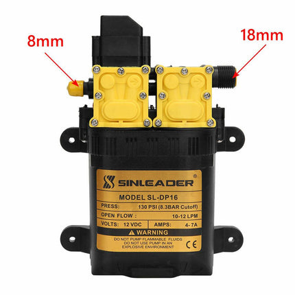12LPM Caravan 12V Water Pump 130PSI High Pressure Self-Priming Camping Boat Farm.