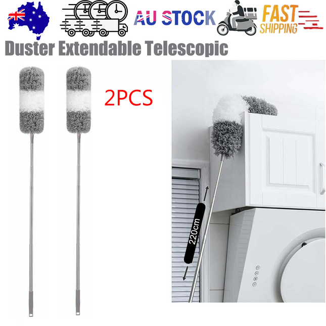 2PCS Duster Extendable Telescopic Microfibre Duster with Stainless Steel Pole.